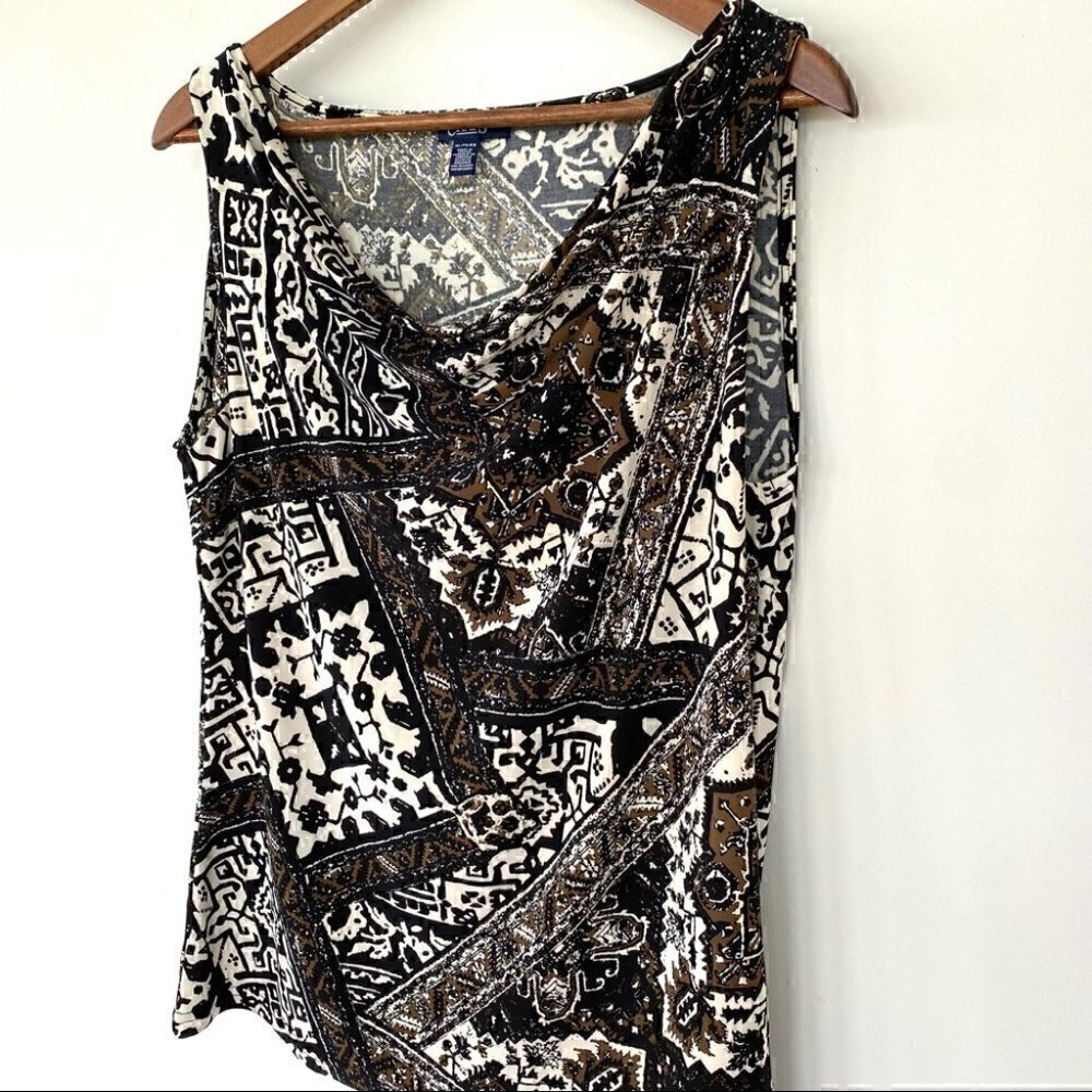 Chaps tank top with cowl neckline in a stretchy jersey knit fabric